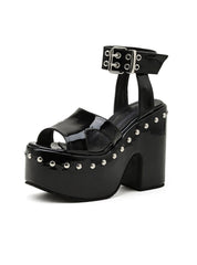 Thick-heeled Hollow Rivet Platform Sandals