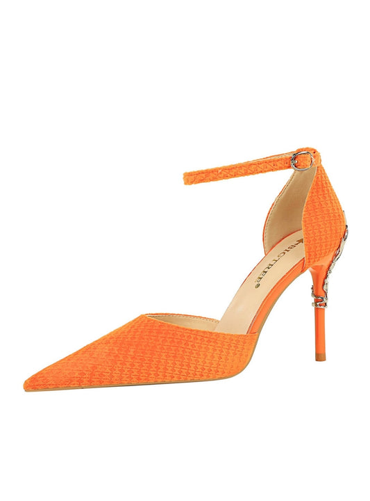 Metal Heel Pointed Suede Sandals