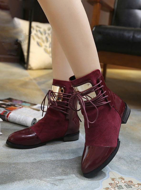 Leather Flat Martin Ankle Boots Womens Motorcycle Boots