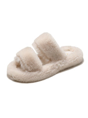 Women Fur Slippers Fashion Cross Band Warm Plush