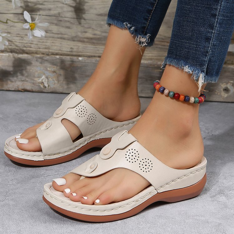 Clip Toe Slope Heel Hollow Sandals Girl