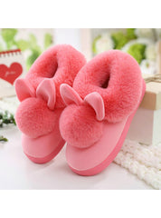 Lovely Rabbit Ears Soft Home Slippers Cotton Warm