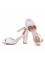 7 cm Fishmouth Shallow Lace Flower Sandals