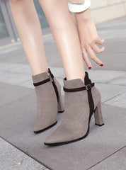 Women's Pointed Stiletto Suede High Heels Boots