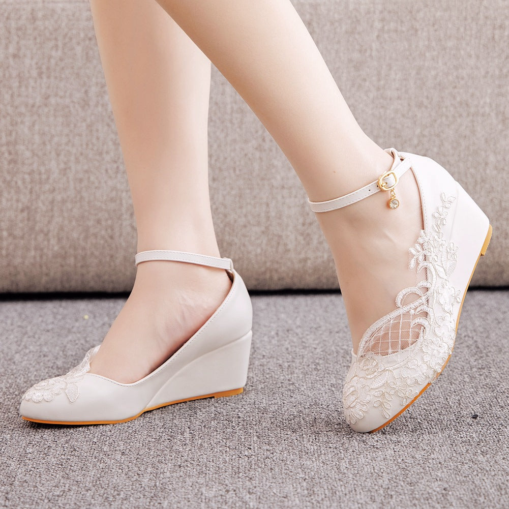 Low Wedge Heel Casual Shallow High Heels