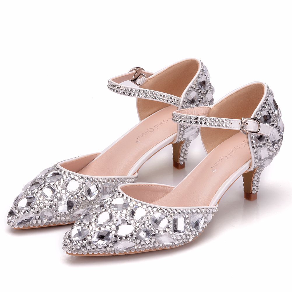 Colored Rhinestone Stiletto Pointed Sandals