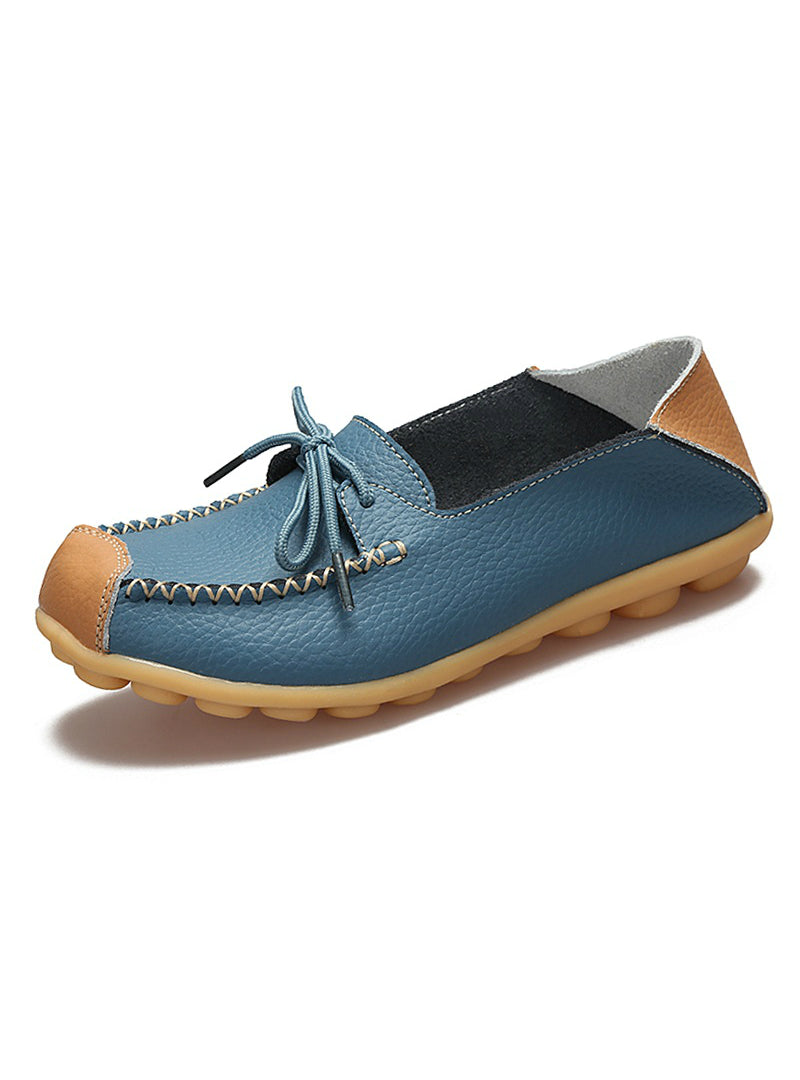 Genuine Leather Women Shoes Flats Loafers Slip