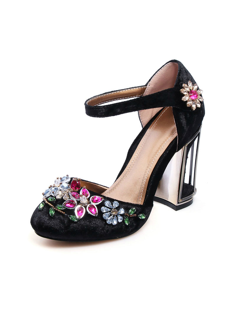 Floral Pumps Cutouts Bird Cage High Heel Crystal