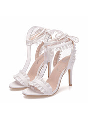 Strap Ruffled Strap Roman High-heeled Sandals