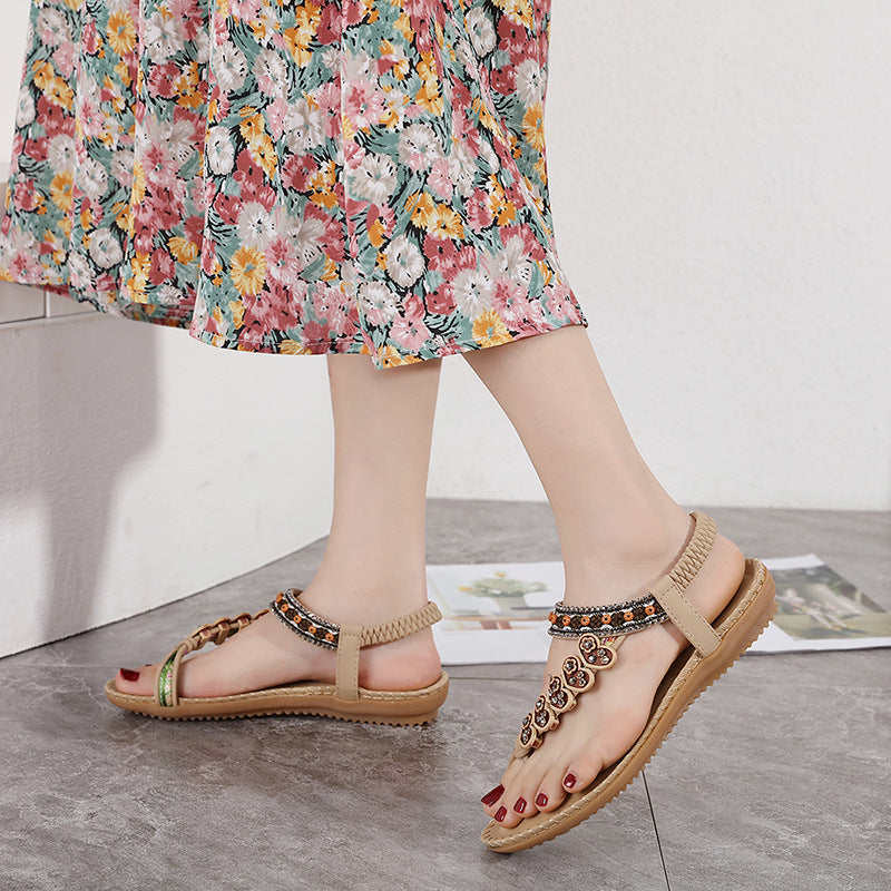 Bohemian Beaded Retro Rrhinestone Toe Sandals