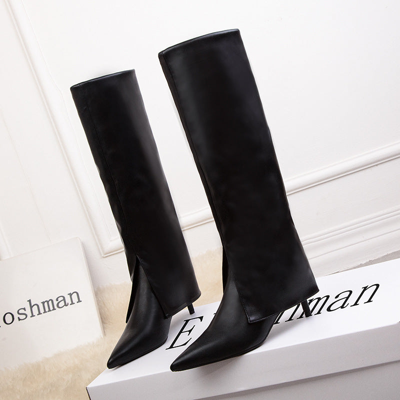 Thin Pointed High Heels Knee Boots