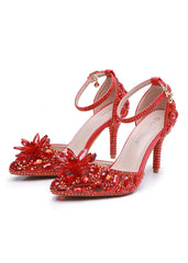 9 cm Pointed Rhinestone High-heeled Sandals