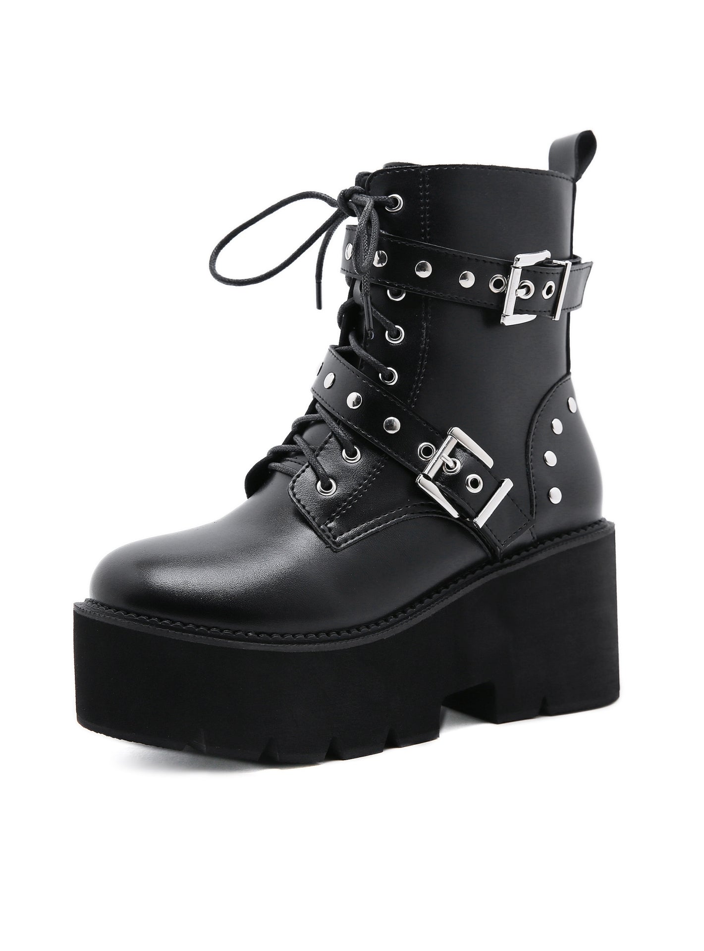 Thick-soled Square Metal Short Boots