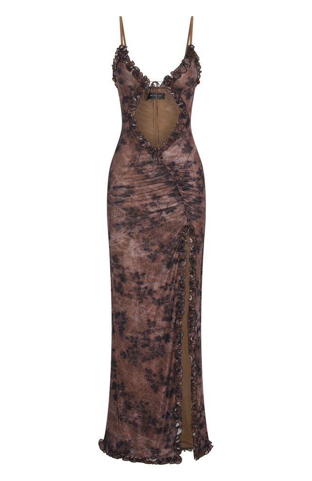 High Voltage Maxi Dress Mahogany Leaffall