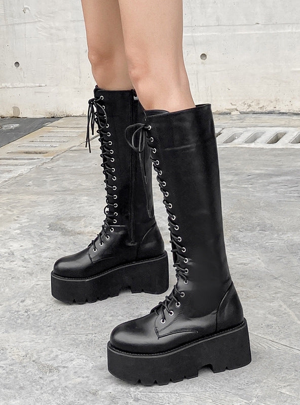 Retro Thick Bottom Side Zipper Slim Martin Boots