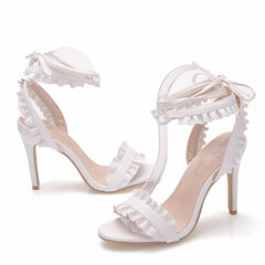 Strap Ruffled Strap Roman High-heeled Sandals