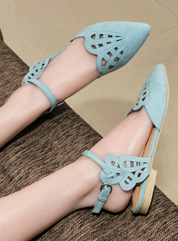 Women Flats Shoes Cover Toe Solid Shallow Buckle