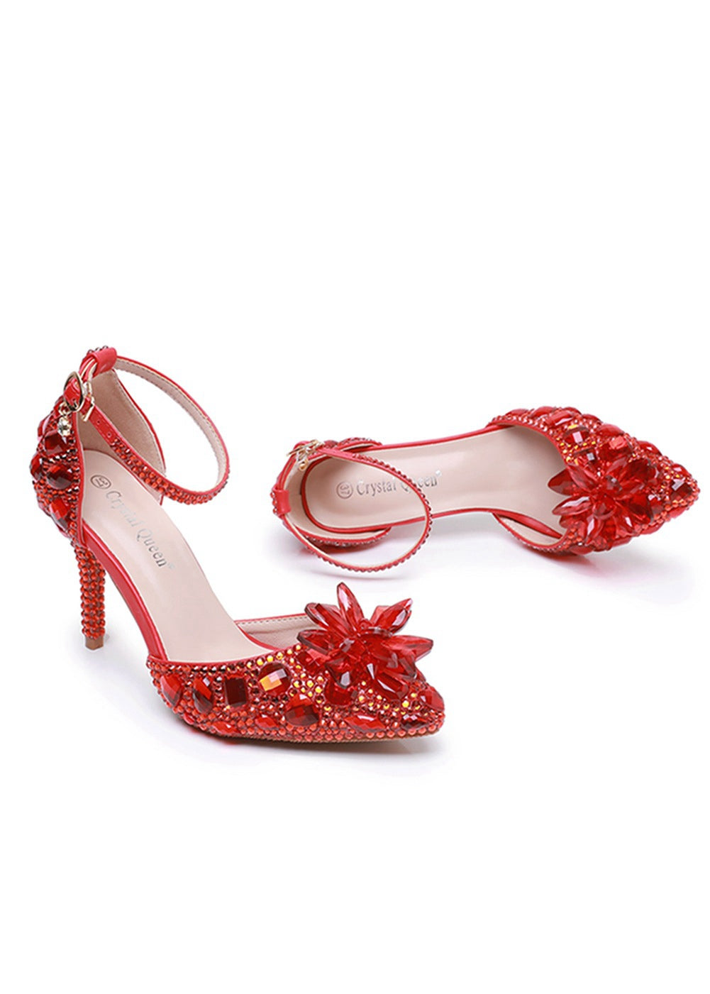 9 cm Pointed Rhinestone High-heeled Sandals