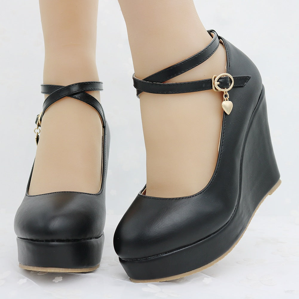 Wedge Waterproof Platform Wedge Cross Belt Shoes