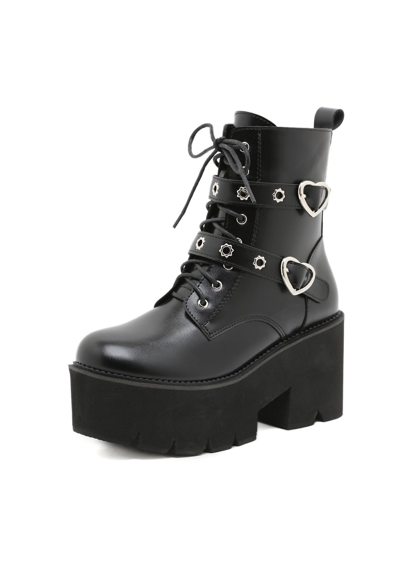 Thick Metal Buttons Round Head Side Zipper Martin Boots