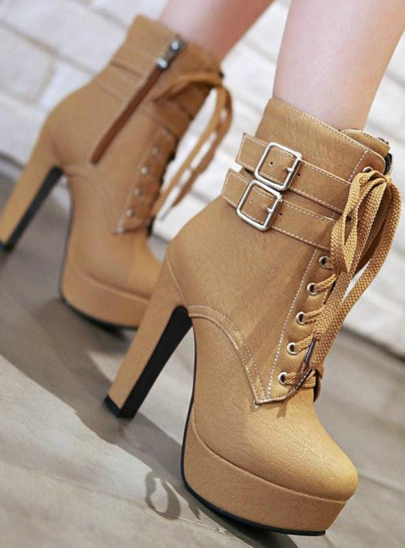 Boots High Heels Ankle Boots Platform Shoes Brand