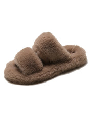 Women Fur Slippers Fashion Cross Band Warm Plush