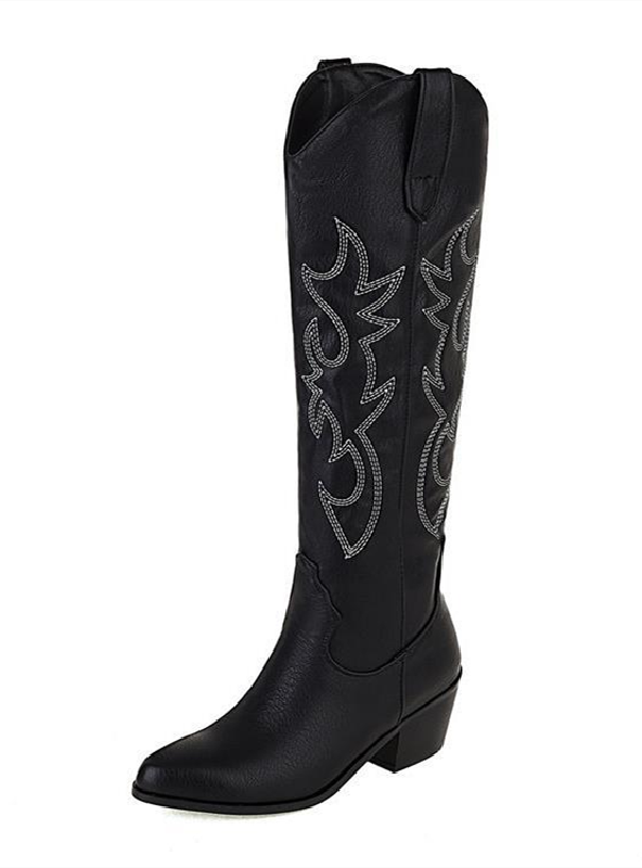 V High-heeled Pointed Riding Boots