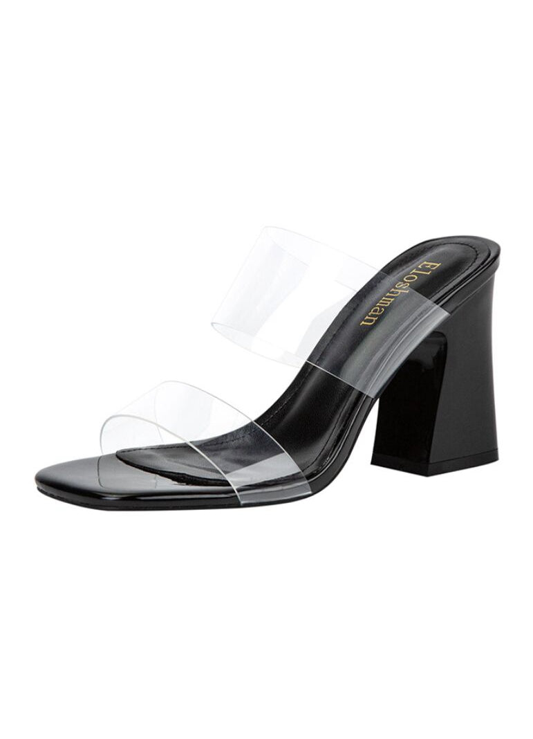 Transparent Thick-heeled High Heels Slippers