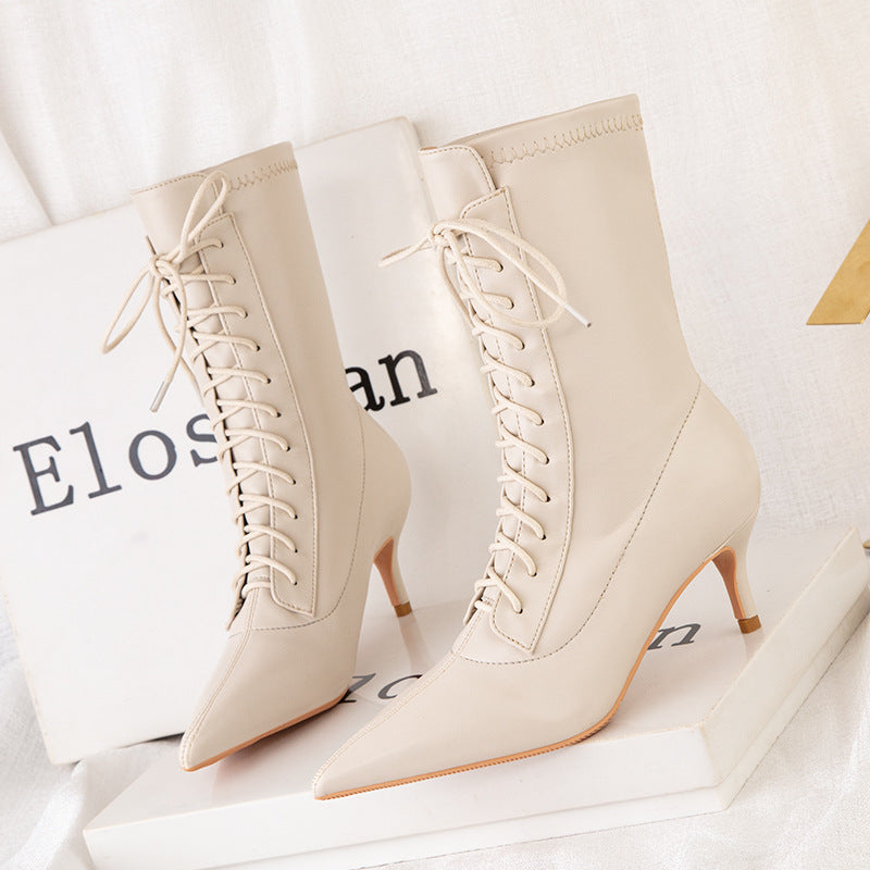 Pointed Toe Thin Heels Elastic Thin Boots