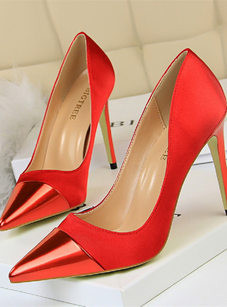 Silk Stitching Pointed High Heels