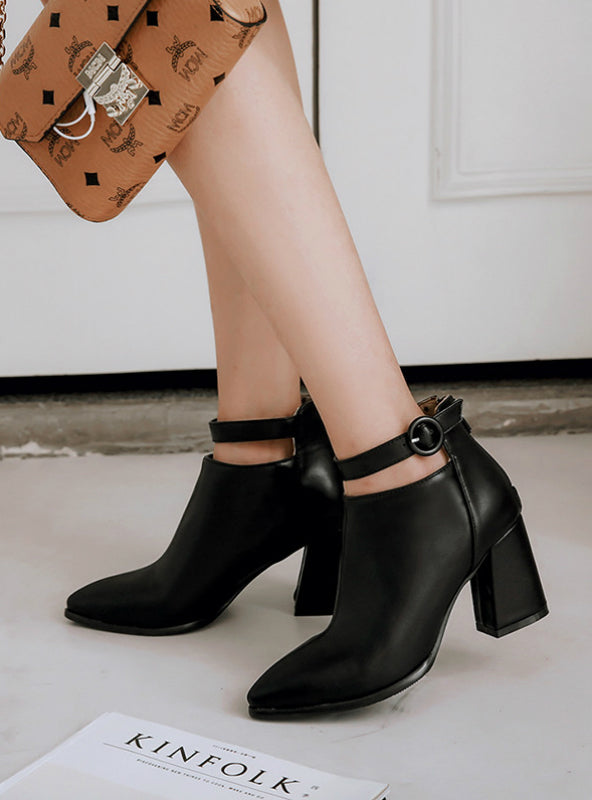 Pointed Toe Square Heel Women Boots Fashion