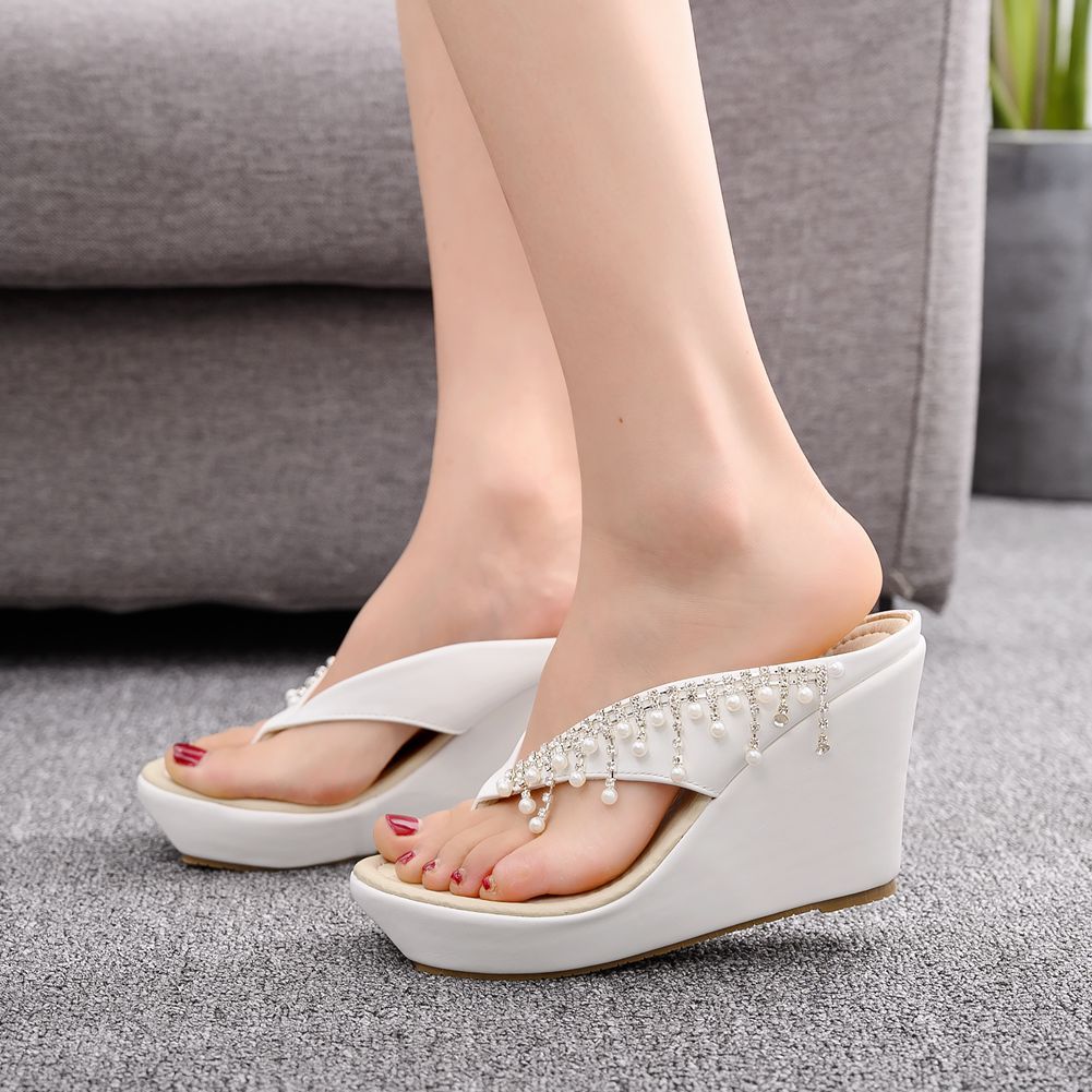 Beaded Wedges Beach Flip-flops Slippers