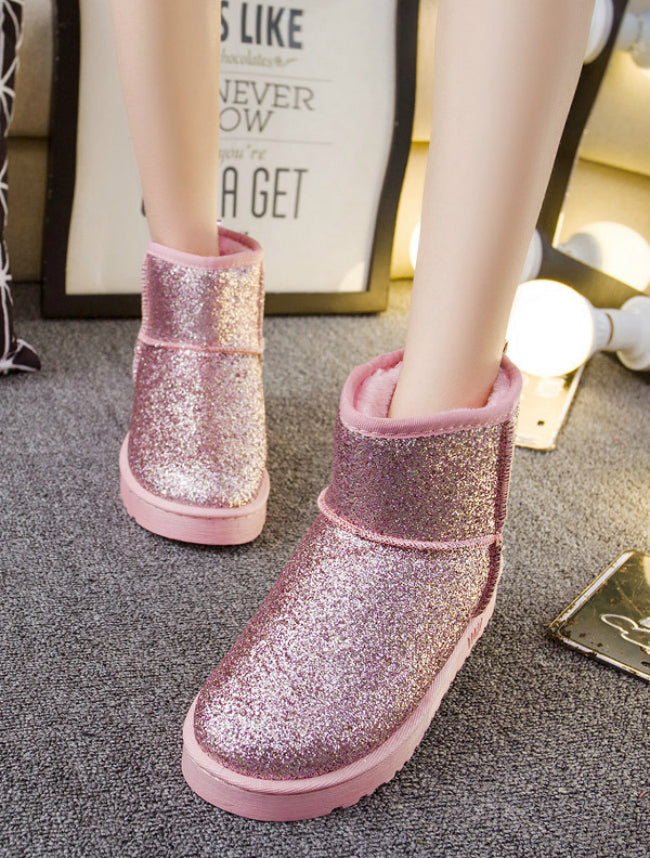 Winter Snow Boots Sequins Classic Women Short Boots