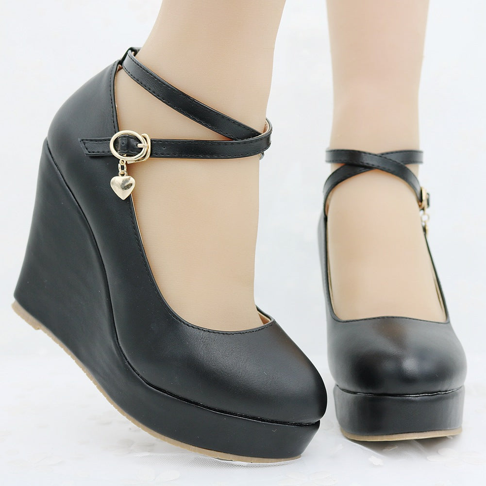 Wedge Waterproof Platform Wedge Cross Belt Shoes