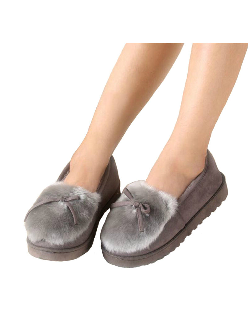 Ballet Flats Lovely Bow Warm Fur Cotton Shoes