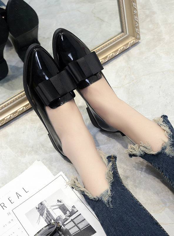 Pointed Toe Black Oxford Shoes for Women Flats