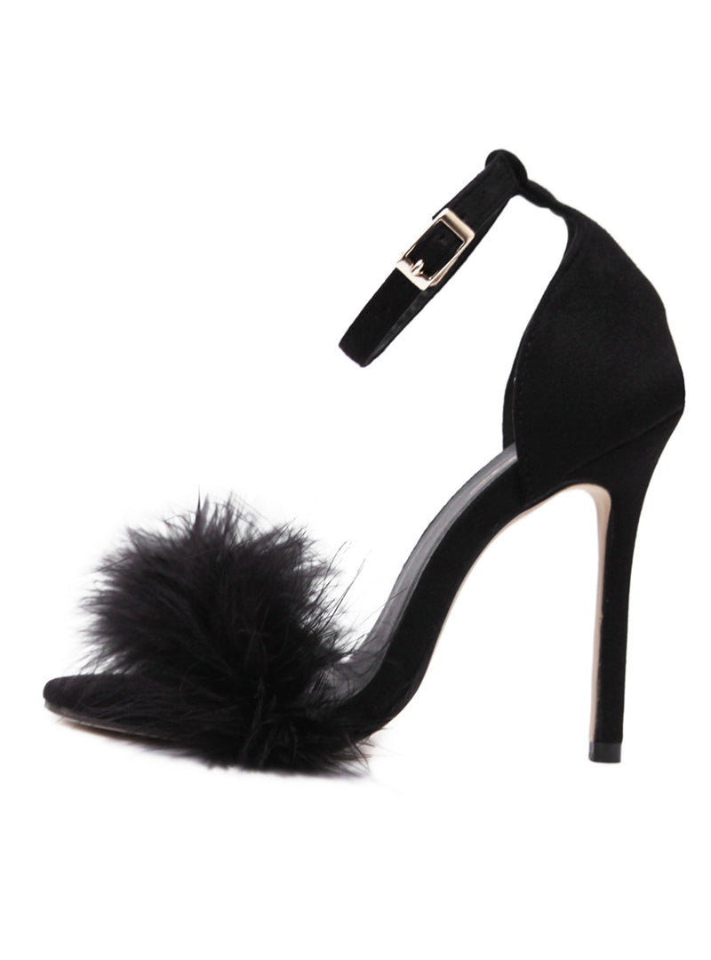 High-Heeled Sandals Fur Fashion Stiletto Heels