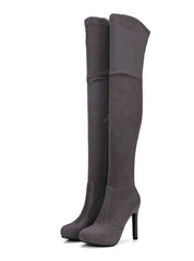 Suede High Heel Knee Boots