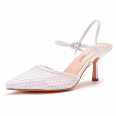 Thin-heeled Hollow Mesh Shallow Pointed Sandals