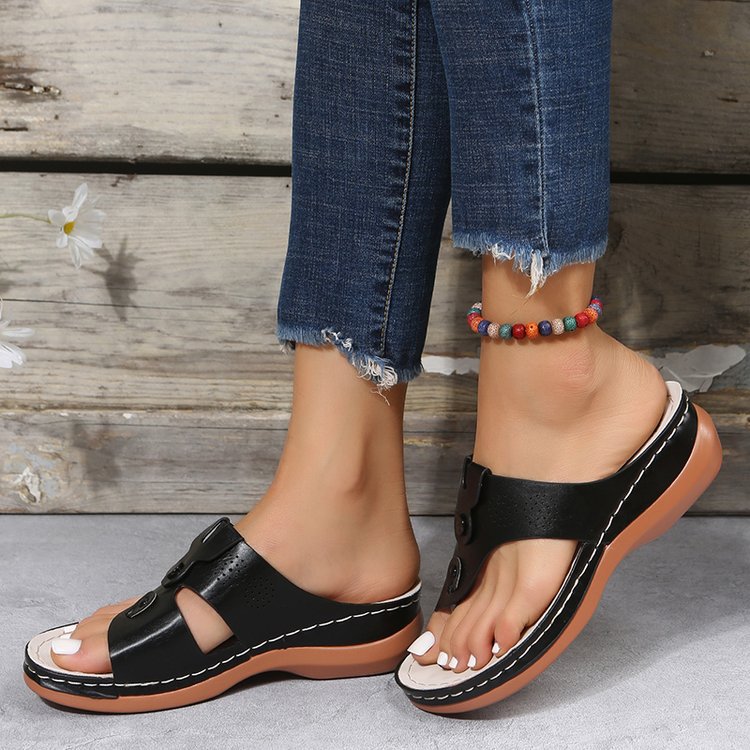 Clip Toe Slope Heel Hollow Sandals Girl