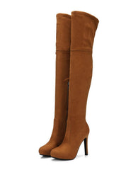 Suede High Heel Knee Boots