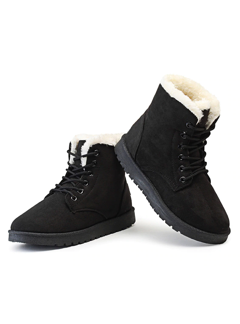 Winter Boots Suede Ankle Snow Boots Female Warm Fur