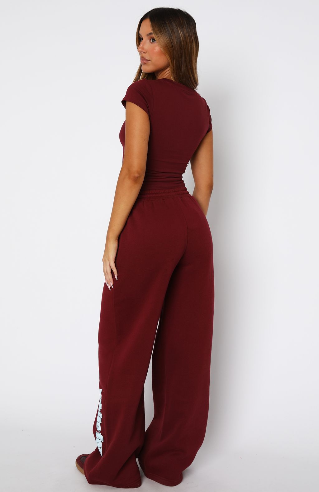 Ready To Go Wide Leg Sweatpants Burgundy