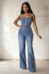 Wide-Leg Denim Jumpsuit