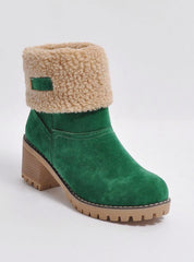 Snow Boots Fashion Square High Heels Ankle Boots