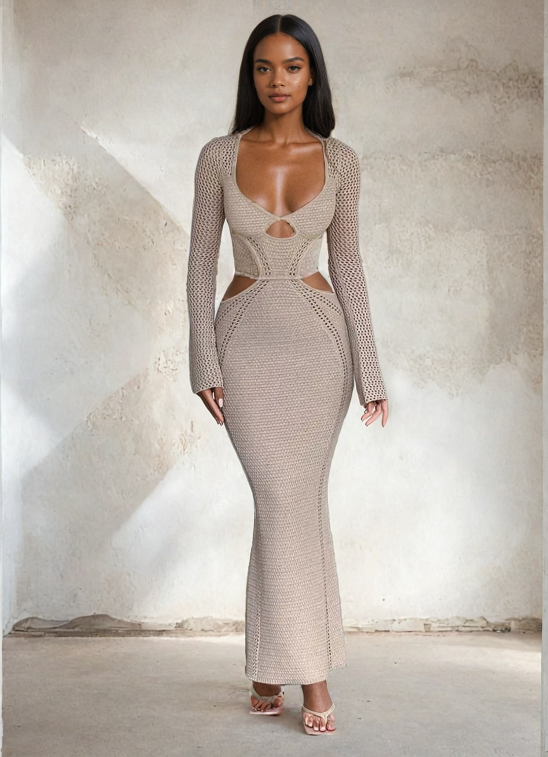 Knit Long Sleeve Bodycon Maxi Dress