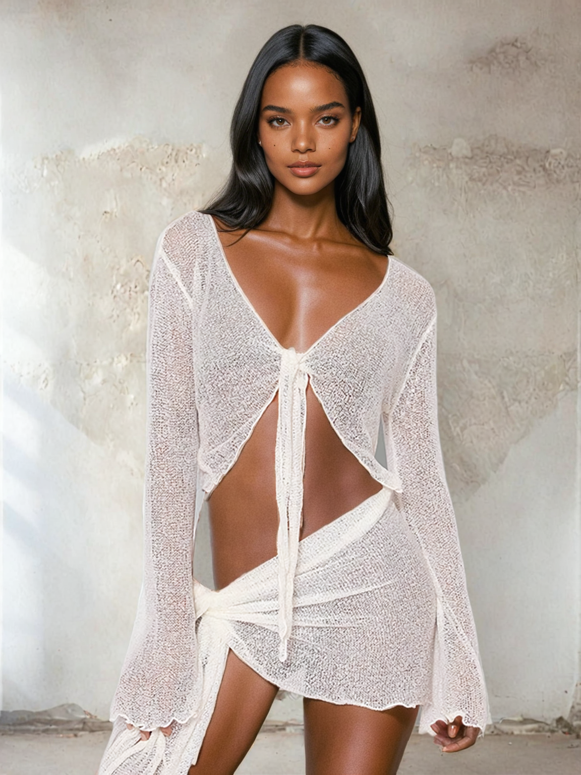 Two-Piece See-Through Beach Cover Up