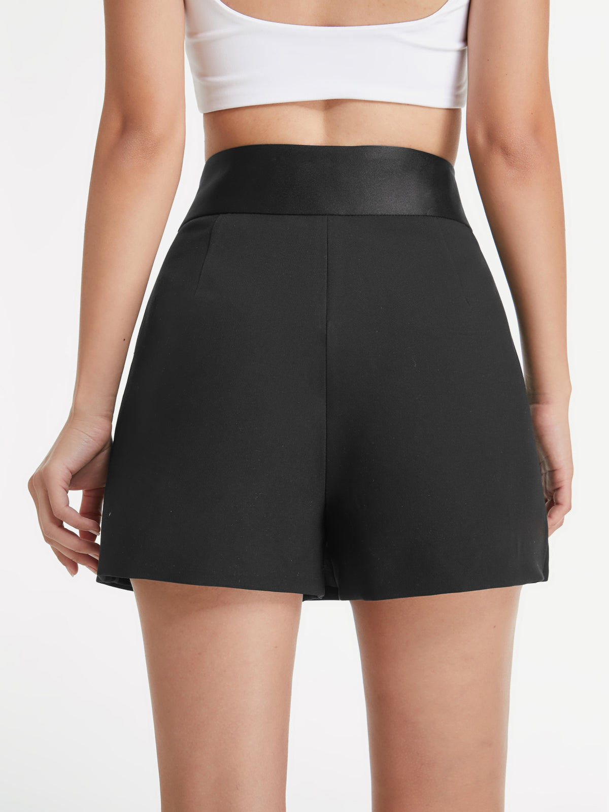 High Waisted Satin Band Mini Skort