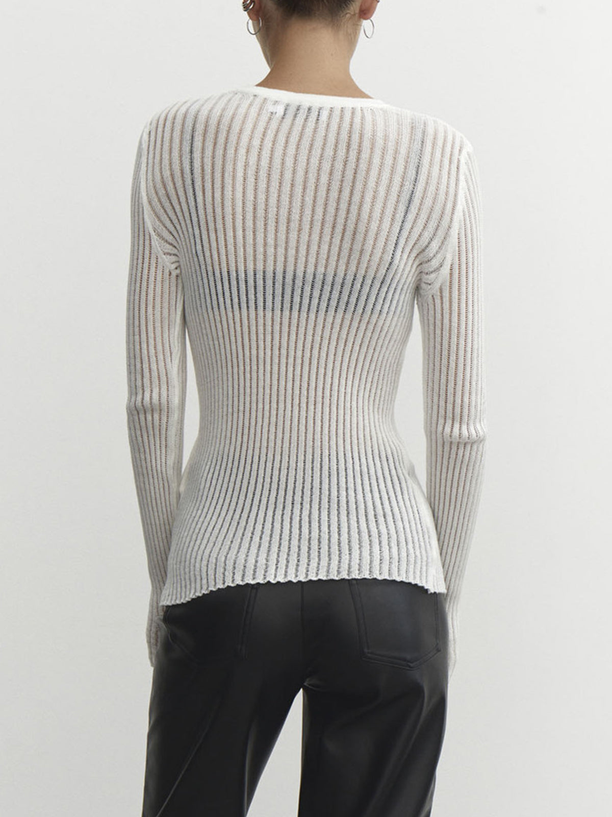 See Through Ribbed Mesh Top