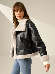 Sherpa Lined Shearling Leather Flight Jacket